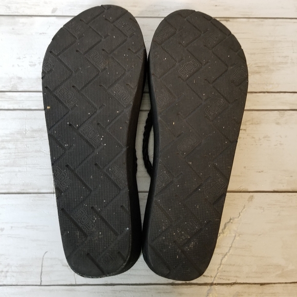 Flojos Hayley Black Woven Thong Wedge Heel Thong Sandal - Picture 8 of 11